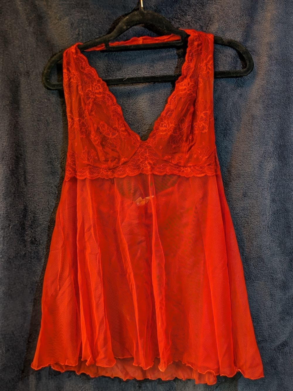 Victoria's Secret Red Lace & Mesh Babydoll Chemise